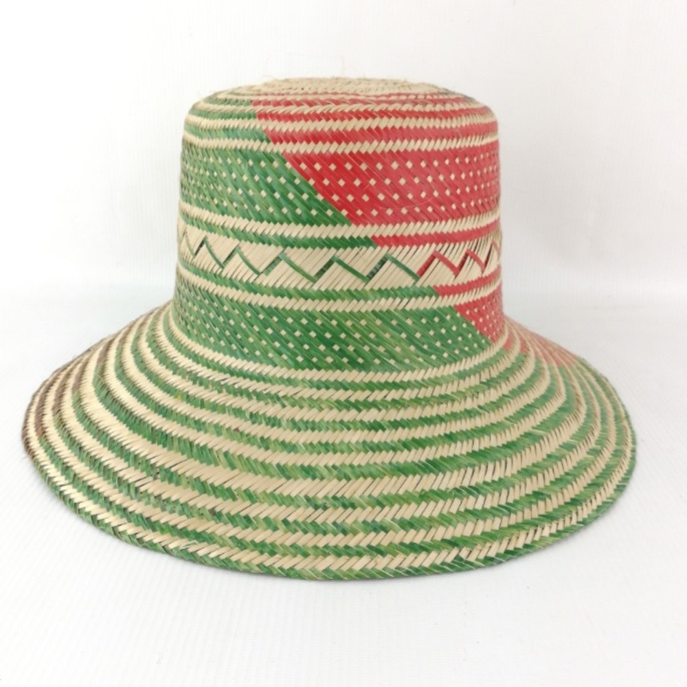 NEW Wayuu Handwoven Sun Hat Boho Artisan Unique One of a Kind Green Red Outdoor